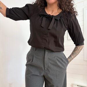 Theory tie neck short sleeve Marist blouse